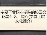宁夏工业职业学院的校园文化是什么，简介(宁夏工院文化简介)