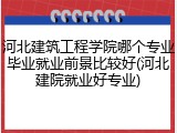 河北建筑工程学院哪个专业毕业就业前景比较好(河北建院就业好专业)