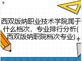 西双版纳职业技术学院属于什么档次，专业排行分析(西双版纳职院档次专业)