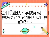 辽阳职业技术学院如何，口碑怎么样？(辽阳职院口碑好吗？)
