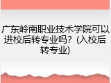 广东岭南职业技术学院可以进校后转专业吗？(入校后转专业)