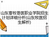山东畜牧兽医职业学院招生计划详细分析(山东牧医招生解析)