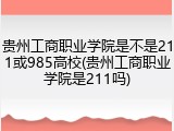 贵州工商职业学院是不是211或985高校(贵州工商职业学院是211吗)