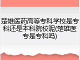 楚雄医药高等专科学校是专科还是本科院校呢(楚雄医专是专科吗)