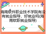 海南软件职业技术学院有没有就业指导，好就业吗(海南软职就业指导)