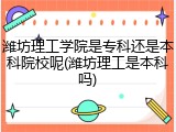 潍坊理工学院是专科还是本科院校呢(潍坊理工是本科吗)