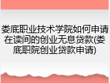 娄底职业技术学院如何申请在读间的创业无息贷款(娄底职院创业贷款申请)