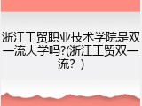 浙江工贸职业技术学院是双一流大学吗?(浙江工贸双一流？)