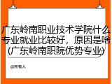 广东岭南职业技术学院什么专业就业比较好，原因是啥(广东岭南职院优势专业)