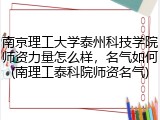 南京理工大学泰州科技学院师资力量怎么样，名气如何(南理工泰科院师资名气)