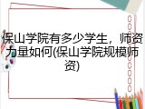 保山学院有多少学生，师资力量如何(保山学院规模师资)