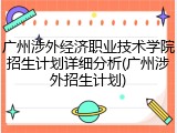 广州涉外经济职业技术学院招生计划详细分析(广州涉外招生计划)