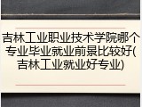 吉林工业职业技术学院哪个专业毕业就业前景比较好(吉林工业就业好专业)