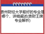 贵州财经大学最好的专业是哪个，详细阐述(贵财王牌专业解析)