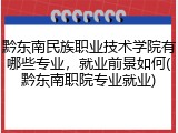黔东南民族职业技术学院有哪些专业，就业前景如何(黔东南职院专业就业)