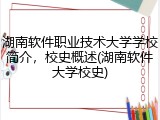 湖南软件职业技术大学学校简介，校史概述(湖南软件大学校史)