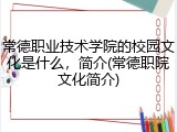 常德职业技术学院的校园文化是什么，简介(常德职院文化简介)