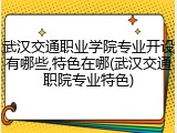 武汉交通职业学院专业开设有哪些,特色在哪(武汉交通职院专业特色)