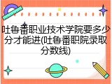 吐鲁番职业技术学院要多少分才能进(吐鲁番职院录取分数线)