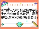 湖南水利水电职业技术学院什么专业就业比较好，原因是啥(湖南水院好就业专业)