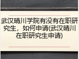 武汉晴川学院有没有在职研究生，如何申请(武汉晴川在职研究生申请)