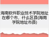 海南软件职业技术学院地址在哪个市，什么区县(海南学院地址市县)