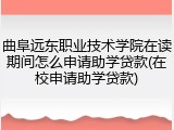曲阜远东职业技术学院在读期间怎么申请助学贷款(在校申请助学贷款)