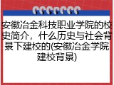 安徽冶金科技职业学院的校史简介，什么历史与社会背景下建校的(安徽冶金学院建校背景)
