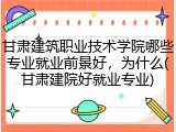 甘肃建筑职业技术学院哪些专业就业前景好，为什么(甘肃建院好就业专业)