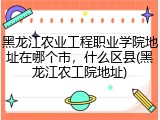 黑龙江农业工程职业学院地址在哪个市，什么区县(黑龙江农工院地址)