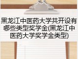 黑龙江中医药大学共开设有哪些类型奖学金(黑龙江中医药大学奖学金类型)