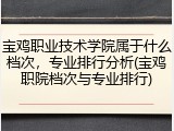 宝鸡职业技术学院属于什么档次，专业排行分析(宝鸡职院档次与专业排行)