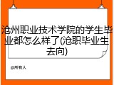 沧州职业技术学院的学生毕业都怎么样了(沧职毕业生去向)