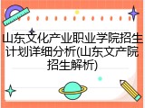 山东文化产业职业学院招生计划详细分析(山东文产院招生解析)