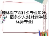 桂林医学院什么专业最好，一年招多少人(桂林医学院优势专业)