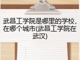 武昌工学院是哪里的学校，在哪个城市(武昌工学院在武汉)