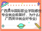 广西英华国际职业学院哪些专业就业前景好，为什么(广西英华就业好专业)