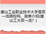 唐山工业职业技术大学是双一流高校吗，简单介绍(唐山工大双一流？)