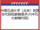 中国石油大学（北京）的院校代码和邮编是多少(中石大邮编代码)