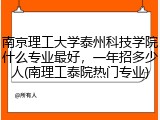 南京理工大学泰州科技学院什么专业最好，一年招多少人(南理工泰院热门专业)
