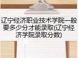 辽宁经济职业技术学院一般要多少分才能录取(辽宁经济学院录取分数)