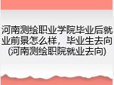 河南测绘职业学院毕业后就业前景怎么样，毕业生去向(河南测绘职院就业去向)