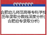 合肥幼儿师范高等专科学校历年录取分数线深度分析(合肥幼专录取分析)