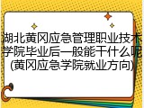 湖北黄冈应急管理职业技术学院毕业后一般能干什么呢(黄冈应急学院就业方向)
