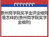 贵州商学院奖学金评定细则是怎样的(贵州商学院奖学金细则)