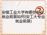 安徽工业大学有哪些专业，就业前景如何(安工大专业就业前景)