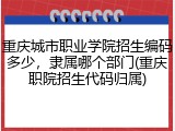 重庆城市职业学院招生编码多少，隶属哪个部门(重庆职院招生代码归属)