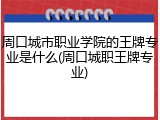 周口城市职业学院的王牌专业是什么(周口城职王牌专业)