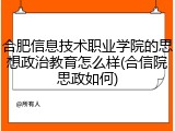合肥信息技术职业学院的思想政治教育怎么样(合信院思政如何)