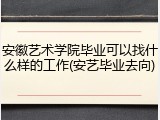 安徽艺术学院毕业可以找什么样的工作(安艺毕业去向)
